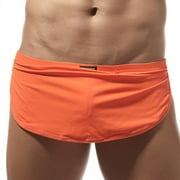 Xysaqa Men's Sexy Bulge Pouch Thong Boxers Brief Underwear Lounge Sleep Shorts with Side Split M-XXL